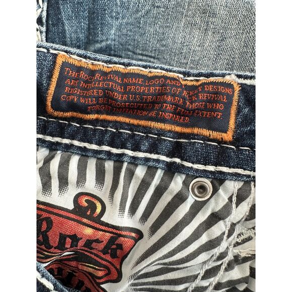 Rock Revival Women's Beet Red Mid-Rise Bootcut Jeans Distressed Denim size 32 - Picture 7 of 11